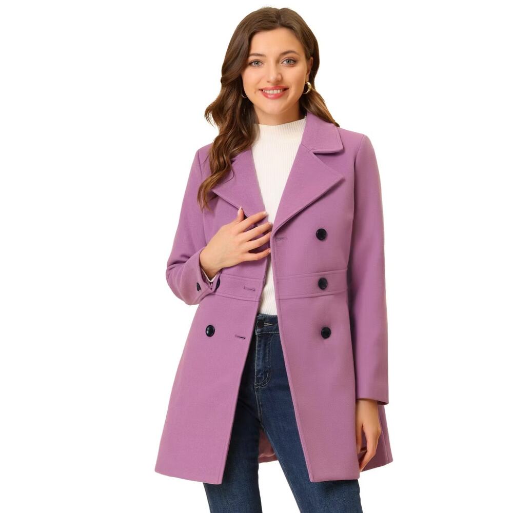 Allegra K Purple Notched Lapel Longline Blazer Coat Size M NWT